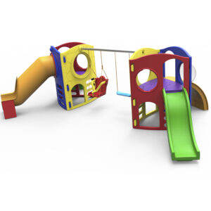 Playground Aventura Com Tubo II Com Balanço Com Acessibilidade E Mais Dois Balanços Tradicional