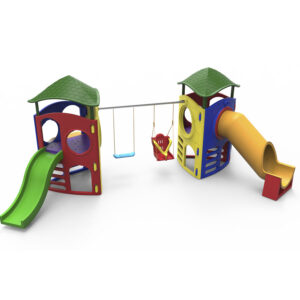 Playground Aventura Com Tubo II Com Balanço Com Acessibilidade E Telhado