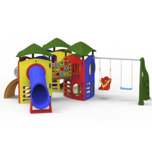 Playground Aventura Com Tubo III Com Jogo Da Velha, Balanço E Telhados